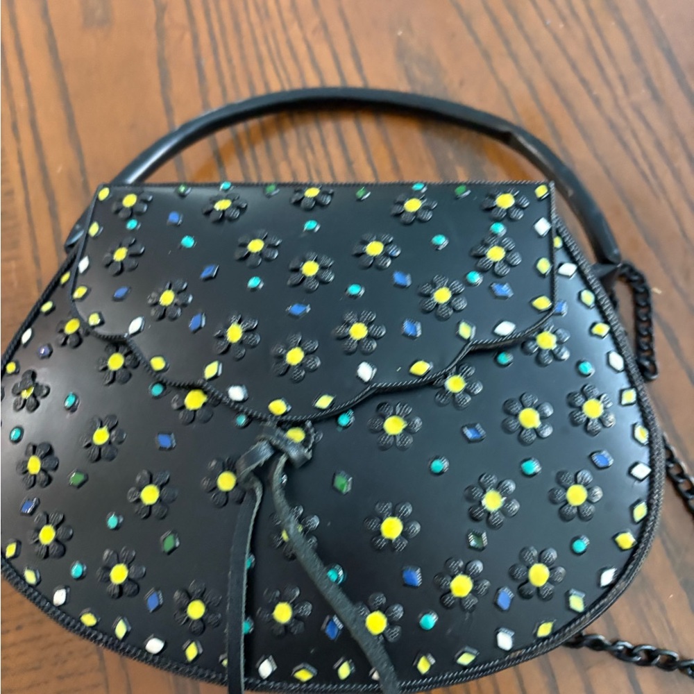 Floral Black Handbag
